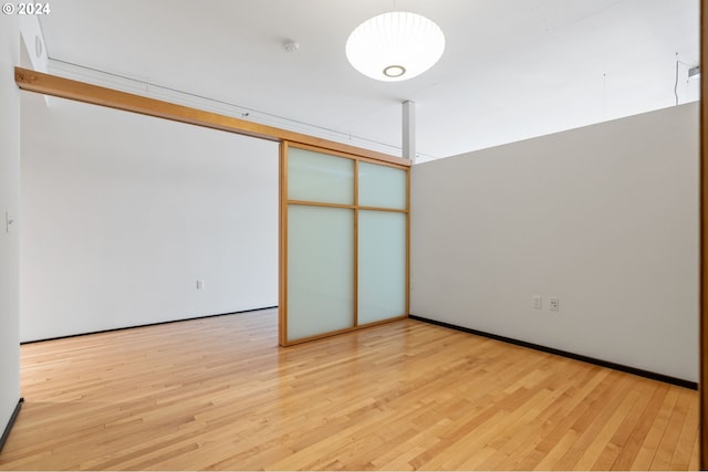 interior space with a closet and light hardwood / wood-style flooring