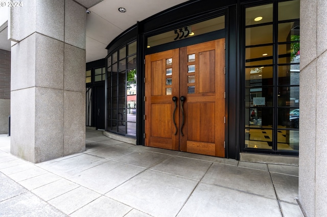 entrance to property with french doors