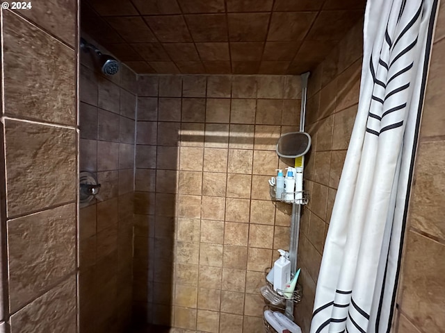 bathroom featuring tiled shower