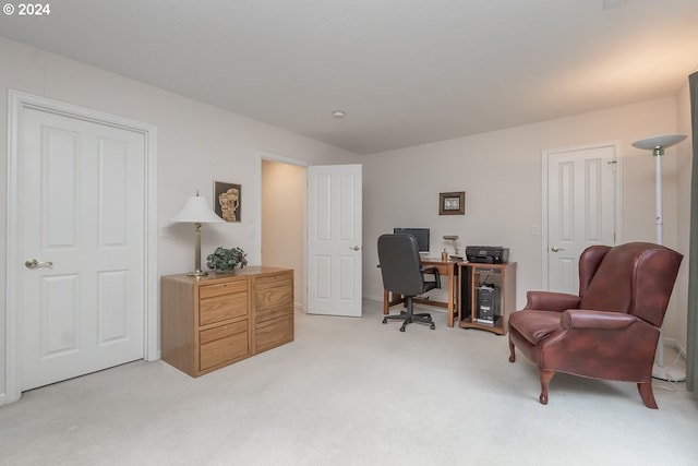 office area with light colored carpet