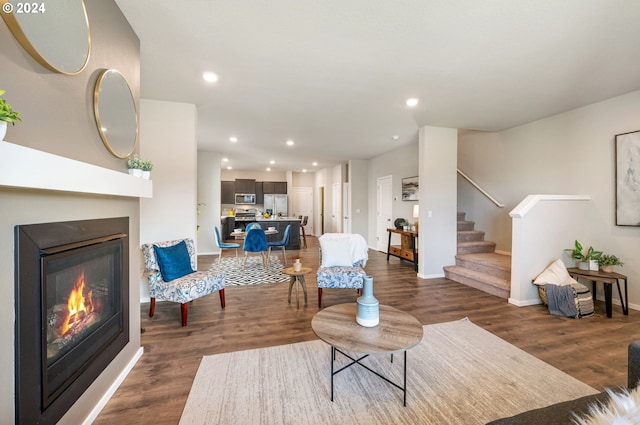 living room featuring dark hardwood / wood-style floors