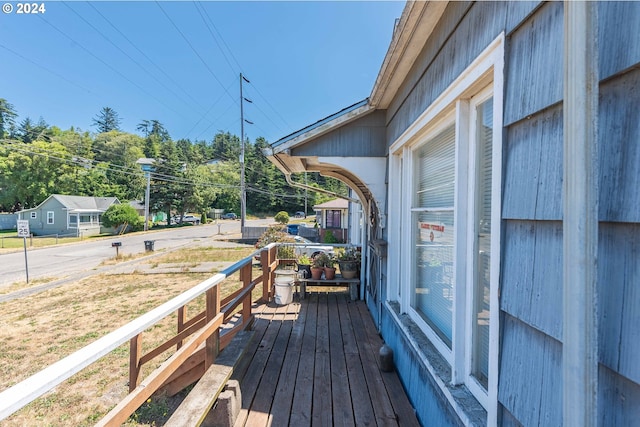 wooden deck featuring covered porch