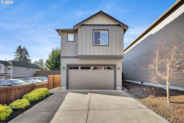 front facade with a garage