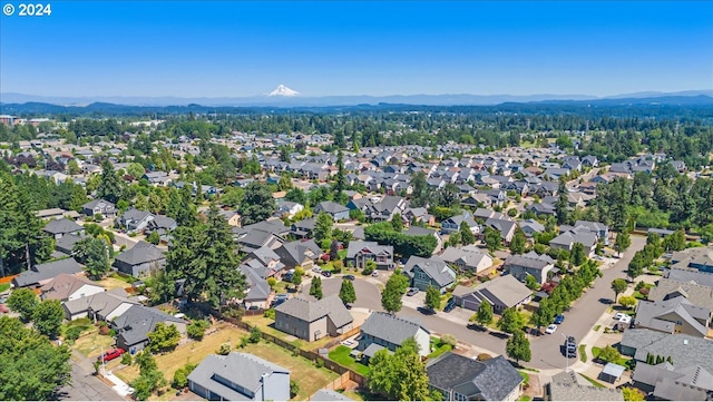 birds eye view of property with a mountain view