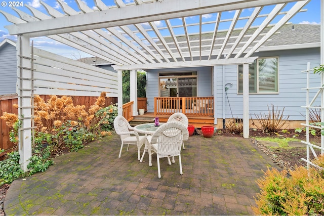 view of patio / terrace featuring a pergola