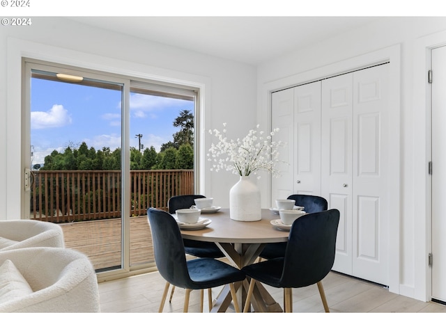 dining room with light hardwood / wood-style floors