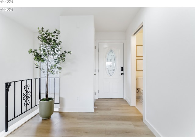 foyer entrance featuring light wood-type flooring