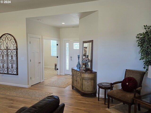 entrance foyer featuring light wood-type flooring