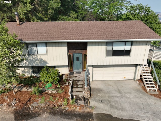 bi-level home with a garage