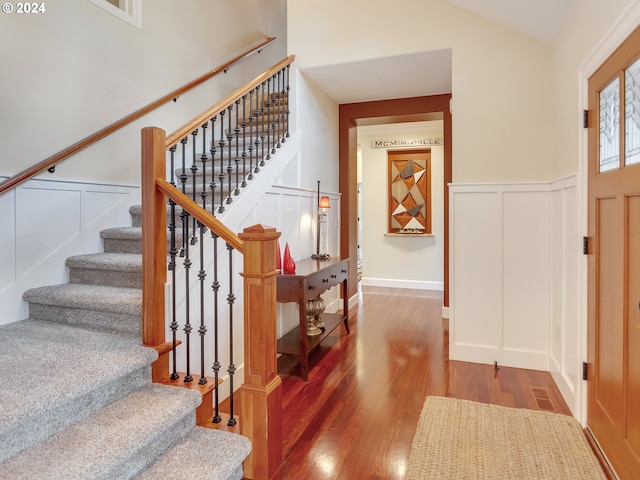 foyer with wood-type flooring