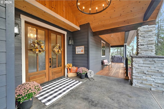 entrance to property with french doors