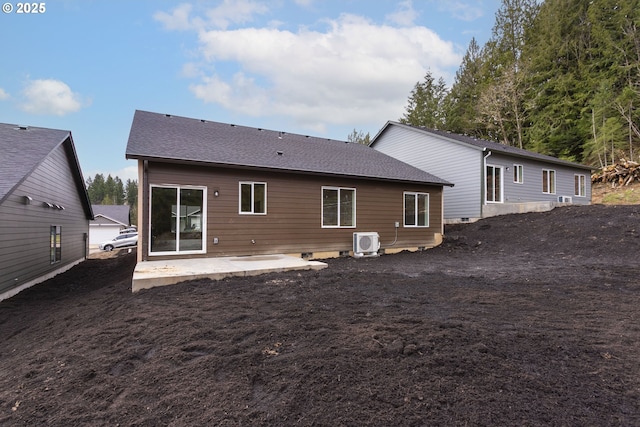 144 E H St, Vernonia, OR 97064 - rear view of house with a patio area, a cooling unit, and a shingled roof
