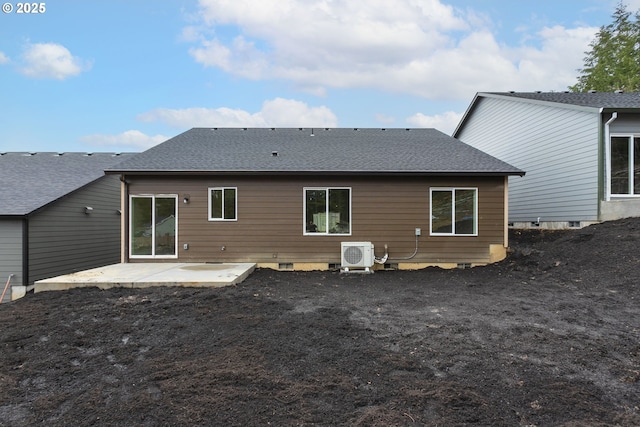 144 E H St, Vernonia, OR 97064 - back of property with a patio, ac unit, and roof with shingles