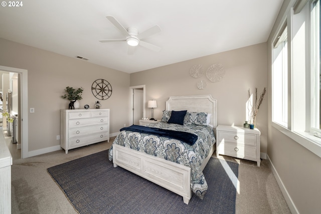 bedroom with carpet and ceiling fan