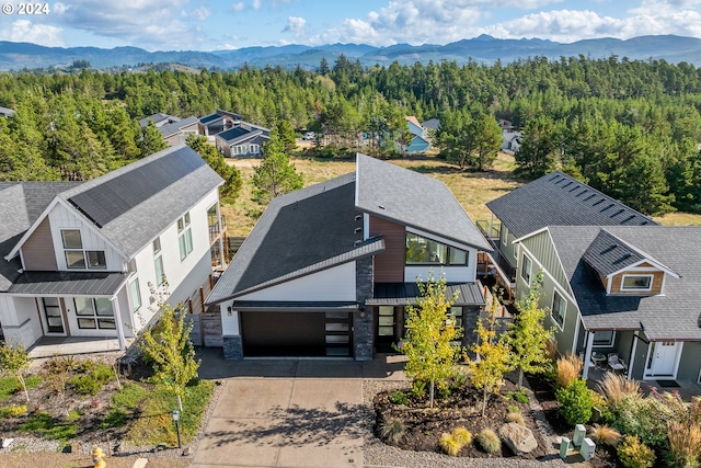 bird's eye view featuring a mountain view