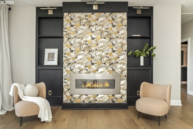 living area featuring hardwood / wood-style flooring