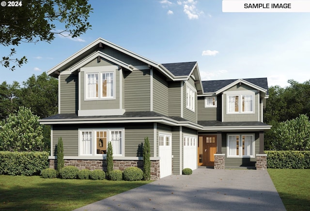 craftsman inspired home featuring a front yard