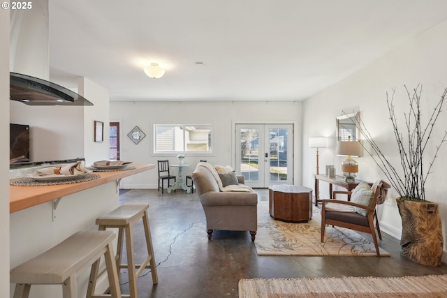 living room with french doors