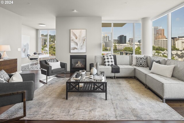 living room featuring wood-type flooring