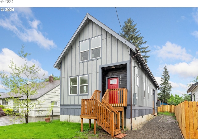 view of modern inspired farmhouse