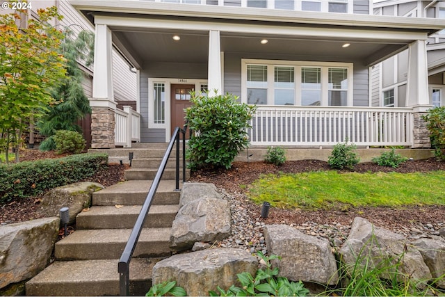 view of front of home featuring covered porch