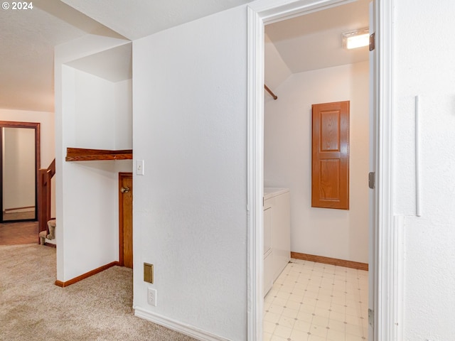 3242 NE 29th St, Gresham, OR 97030 - hallway with separate washer and dryer and stairs