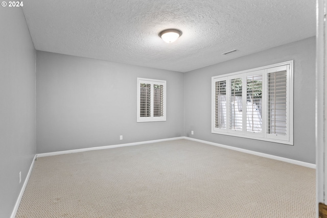 spare room with a textured ceiling and carpet floors