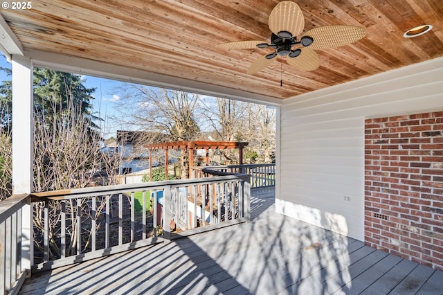 deck featuring ceiling fan