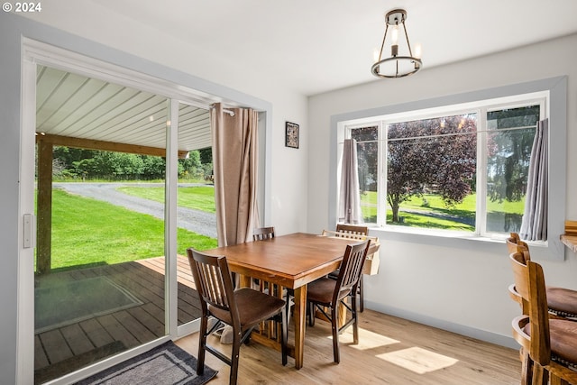 dining area with light hardwood / wood-style flooring