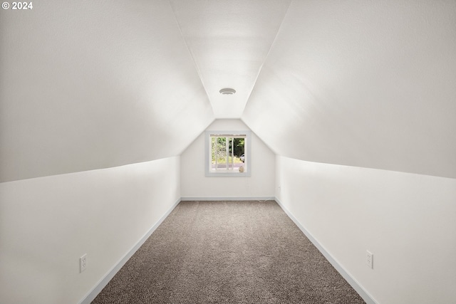 additional living space featuring carpet flooring and lofted ceiling