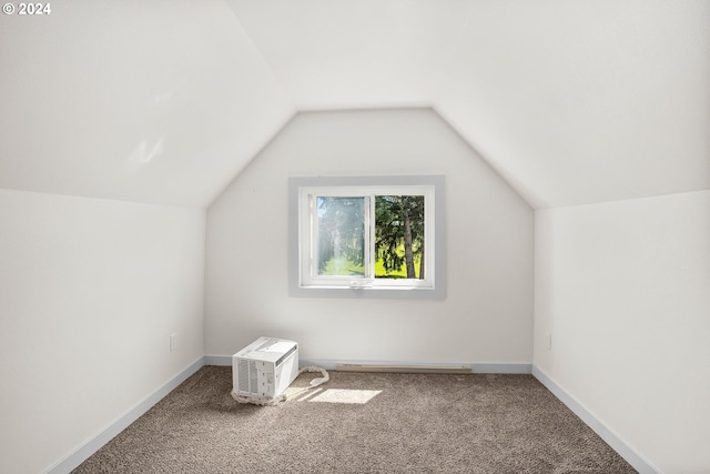 additional living space featuring carpet flooring and lofted ceiling