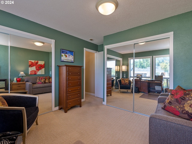 interior space with a textured ceiling