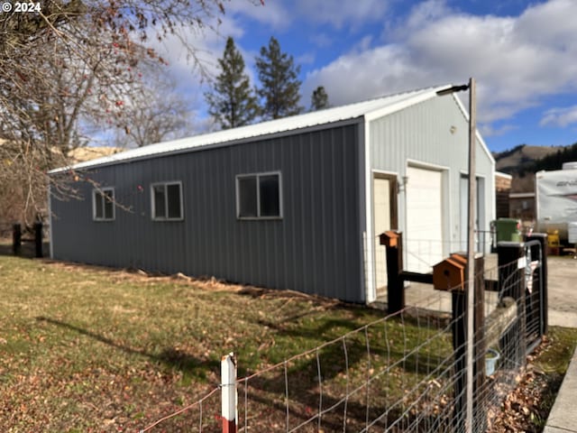 exterior space with a garage