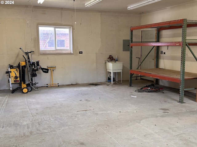 garage with electric panel