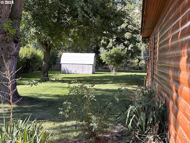 view of yard with an outbuilding