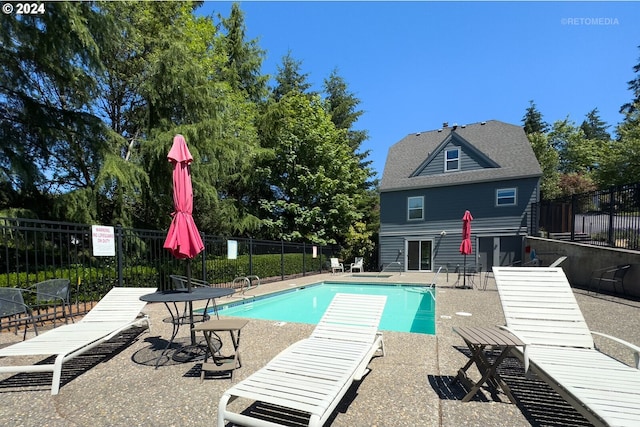 view of swimming pool with a patio