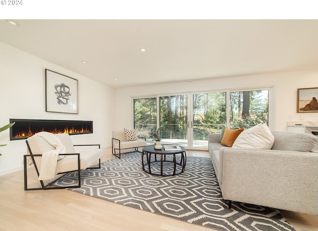 living room with light hardwood / wood-style floors