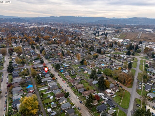 drone / aerial view with a mountain view