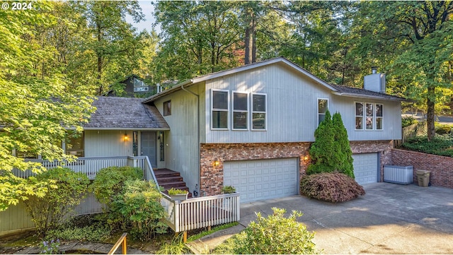 split level home with a garage