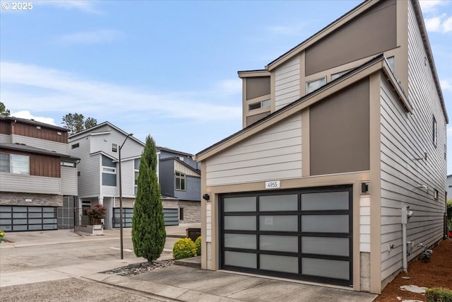 contemporary home featuring a garage
