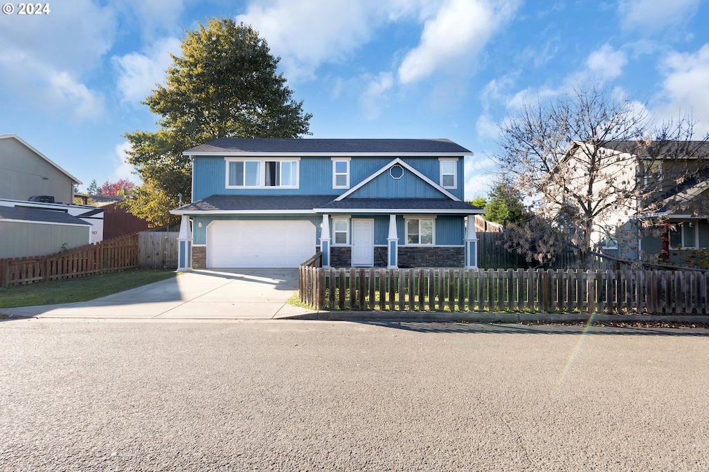 view of property featuring a garage