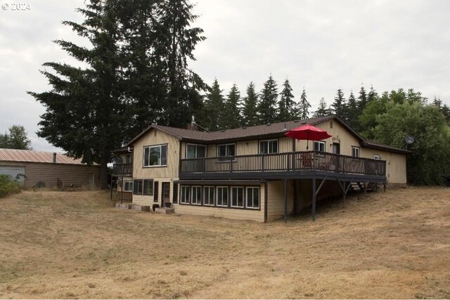 view of front of home with a wooden deck