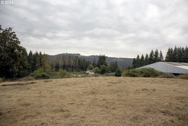 property view of mountains featuring a wooded view