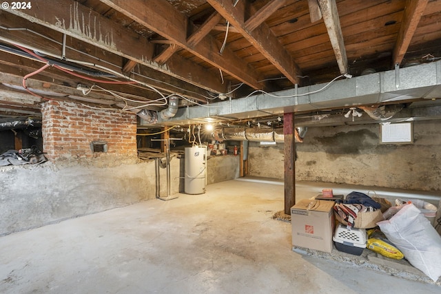 basement with water heater