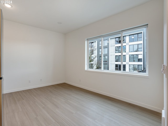 spare room featuring light hardwood / wood-style flooring and plenty of natural light