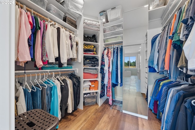 walk in closet featuring hardwood / wood-style floors