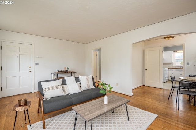 living room featuring light hardwood / wood-style floors