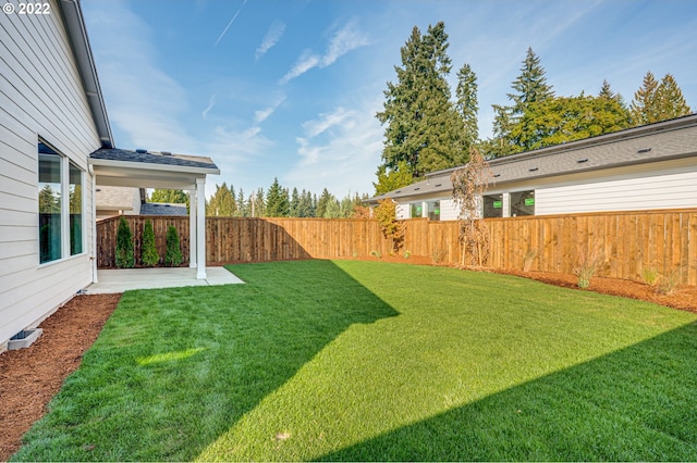 view of yard with a patio area