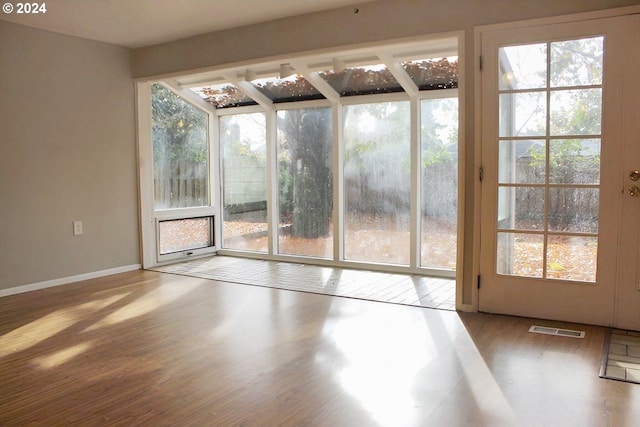 view of unfurnished sunroom