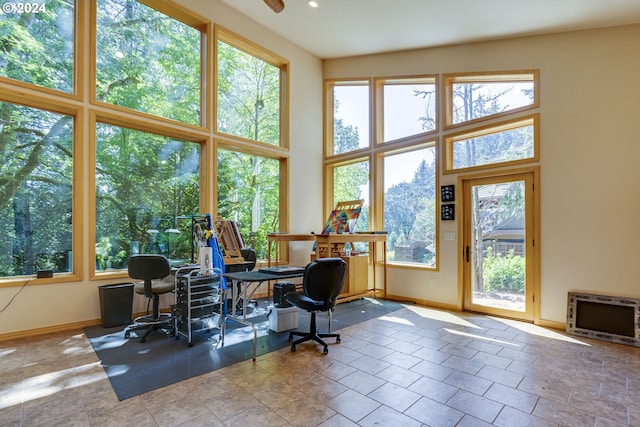 sunroom with heating unit